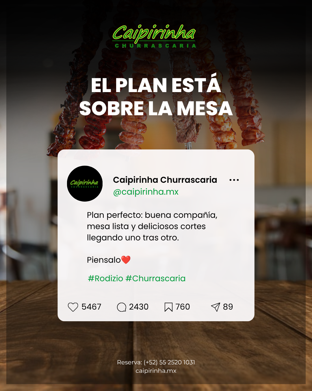 Calendario editorial y piezas de contenido para redes sociales de Caipirinha